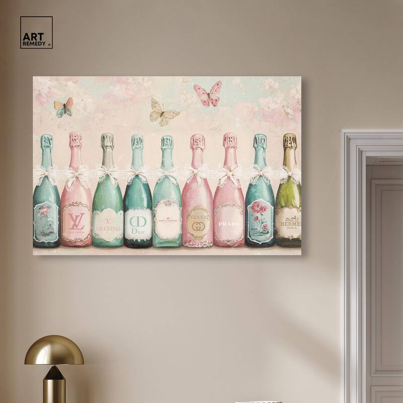 Champagne Mint and Pink Canvas by Art Remedy, Gallery Wrapped