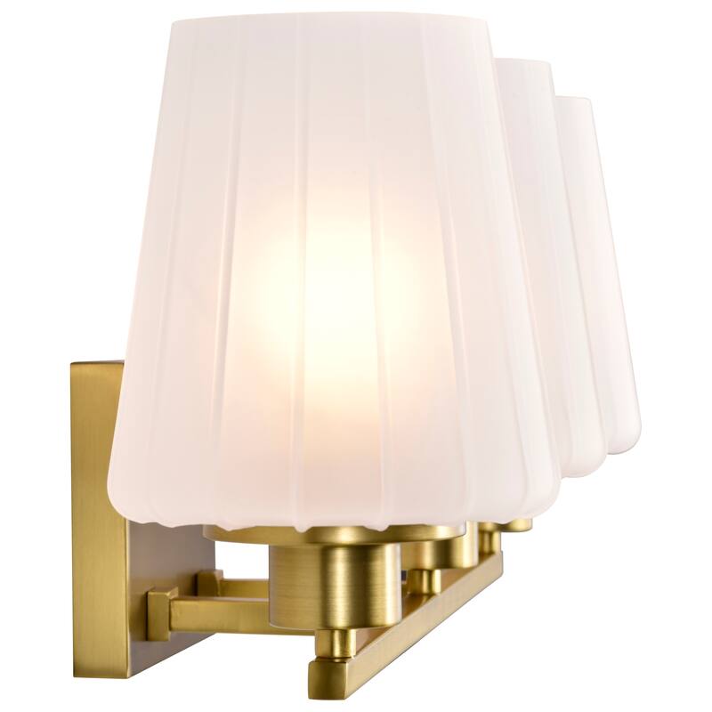 Lune 3 Light Vanity Vintage Brass Finish Etched White Glass - Vintage Brass
