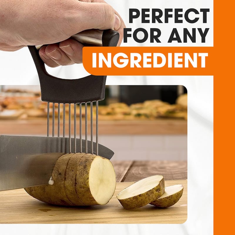 Cheer Collection Stainless Steel Onion Holder for Slicing Fruits Vegetables and Tenderizing Meat