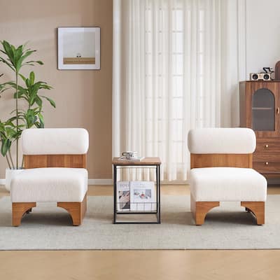 Modern Boucle Lounge Chair with Soft Upholstery and Sturdy Wood Frame