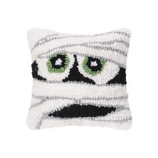 8" x 8" Mummy Face Hooked Halloween Throw Pillow - Bed Bath & Beyond - 36022237