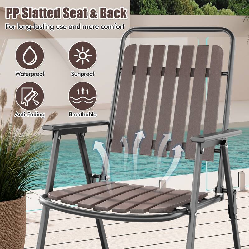 Gymax 4 pcs Patio Folding Chairs Portable Outdoor Dining Chairs w/ PP