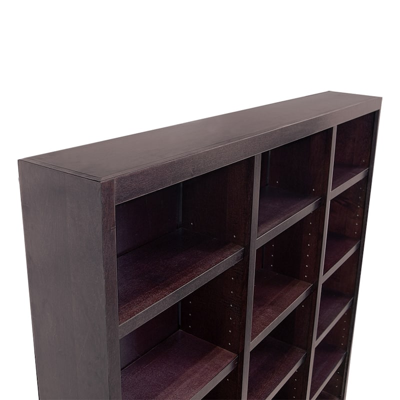 Concepts in Wood Triple Wide Wood Bookcase, 15 Shelf, 72 inch Tall