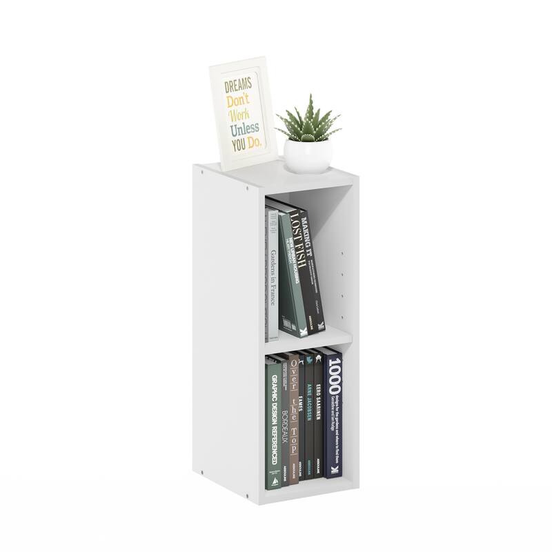 21.18 in. Tall White Wood 2-Shelf Bookcase