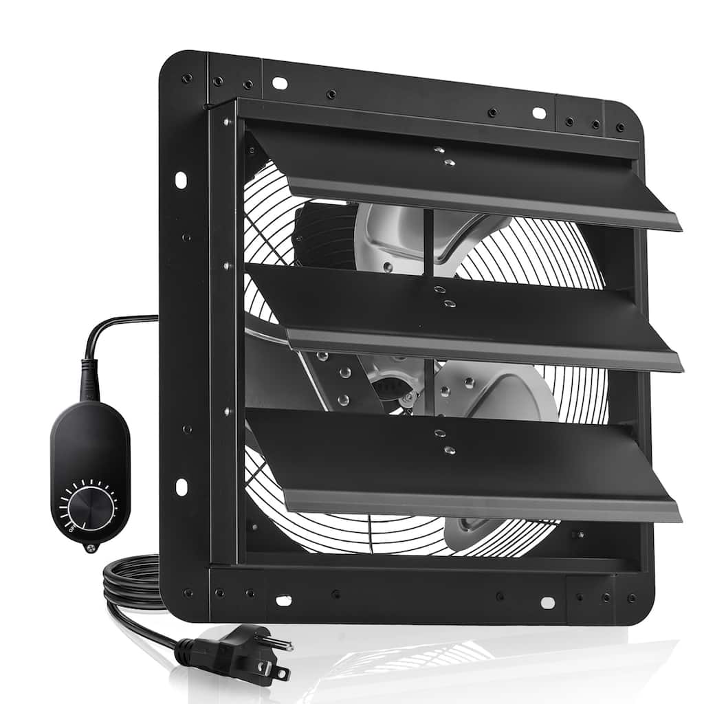 14 inch Shutter Exhaust Fan, Wall Mounted Attic Vent Fan with Variable Speed Controller, 1400 CFM, AC Motor, Low Noise for Shed