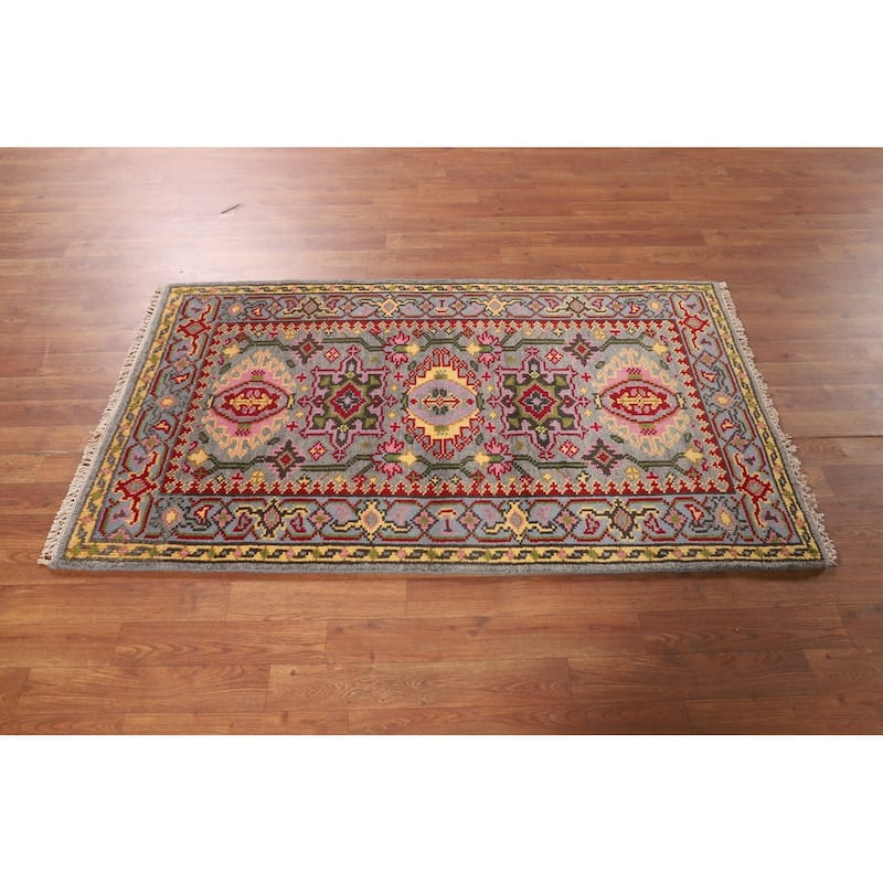 Kazak Oriental Foyer Rug Hand-Knotted Wool Carpet - 3'0"x 5'2"