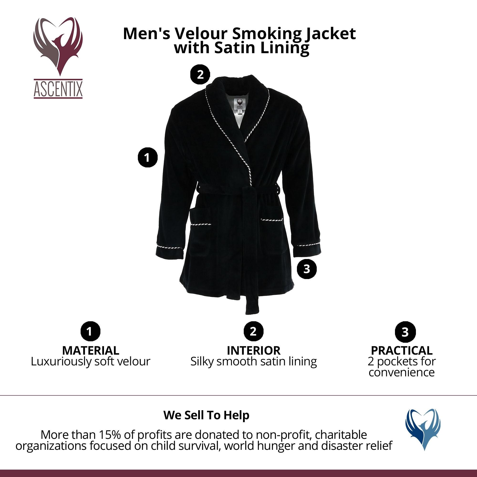 Shop Ascentix Men S Velour Smoking Jacket With Satin Lining