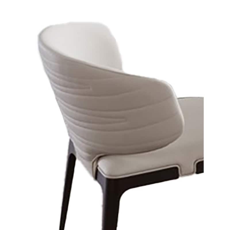 Black/Beige Faux Leather Upholstered Metal Frame Dining Chair, Set of 2, Sturdy Dining Chair for Dining Rooms - 20.5