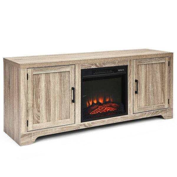 Shop Gymax 1400w Electric Fireplace Tv Stand Storage Cabinet