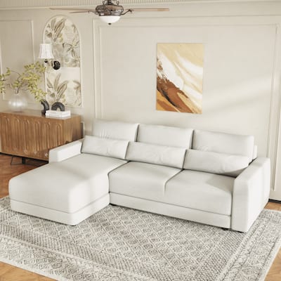92.9" Linen L-Shaped Sectional Sofa with Removable Cushions