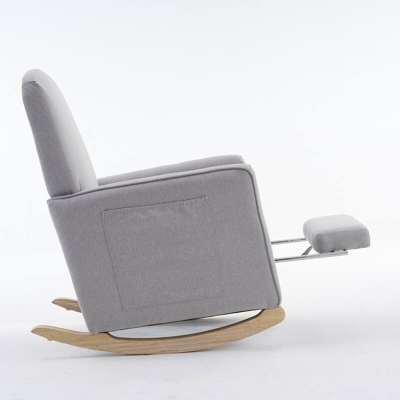 Fabric Nursery Rocking Chair With Adjustable Footrest