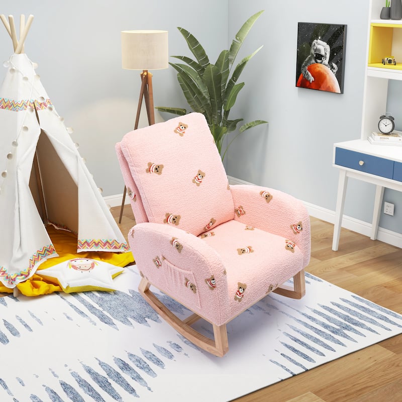Nursery Rocking Chair High Back Accent Rocker for Living Room