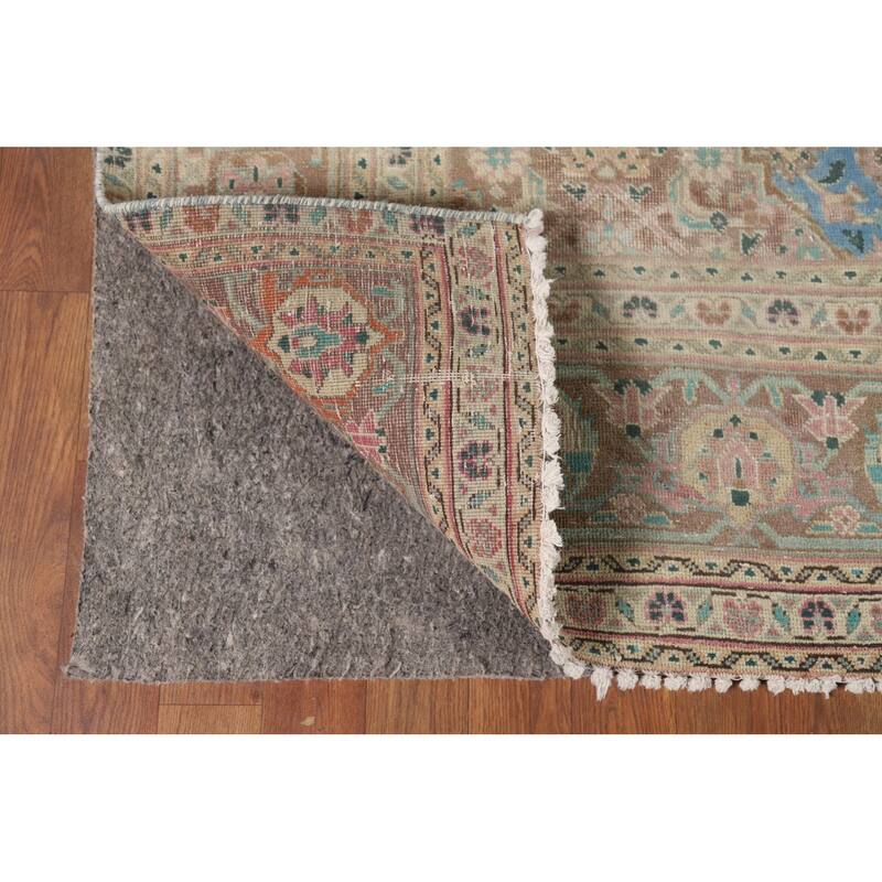 Geometric Tabriz Vintage Persian Rug Hand-Knotted Wool Carpet - 6'4" x 9'8"