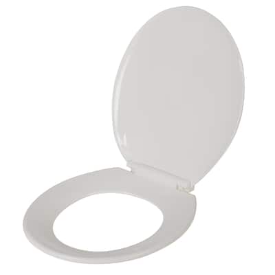 Bath Bliss Deluxe Plastic Round Toilet Seat in White - 14"x 17"x 1.8"