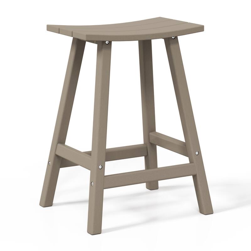 Laguna Hdpe All Weather Outdoor Patio 24" Saddle Seat Counter Stool (Set Of 2)