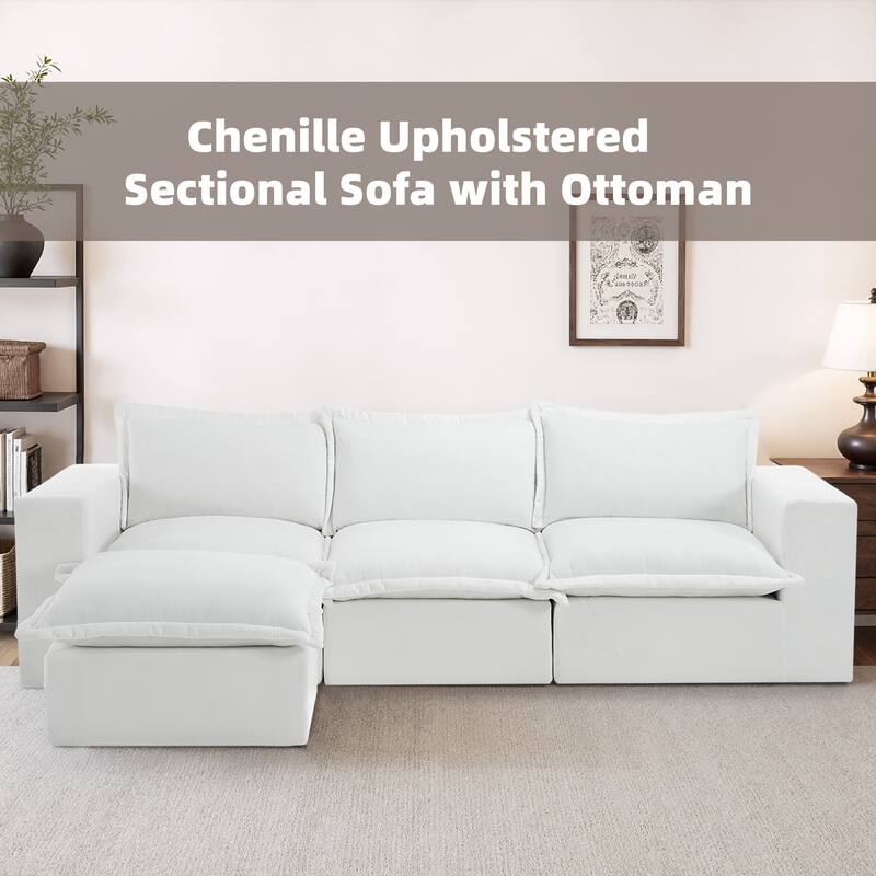 Comfy Cloud Chenille Upholstered Sectional Sofa with Pillow-Top Cushion
