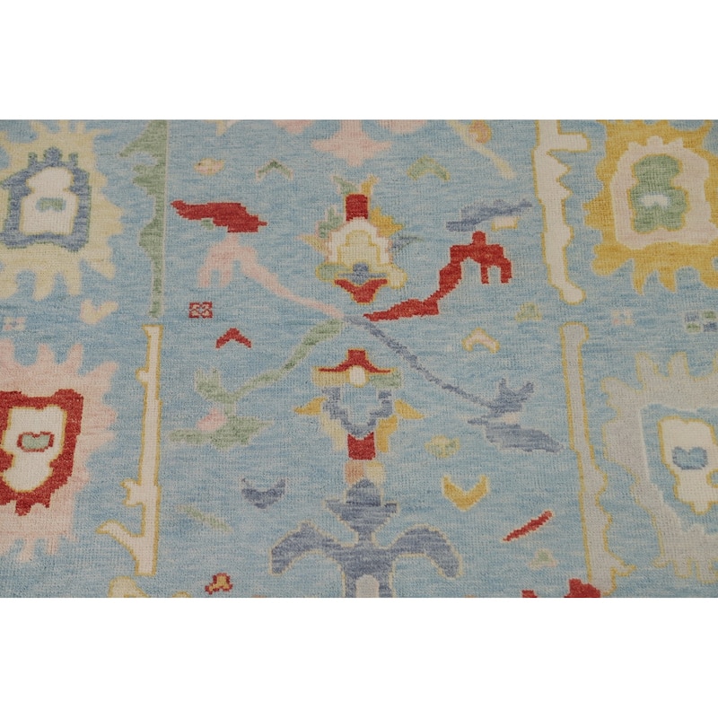 Light Blue Oushak Oriental Area Rug Wool Carpet 7'9" x 9'8" Bed