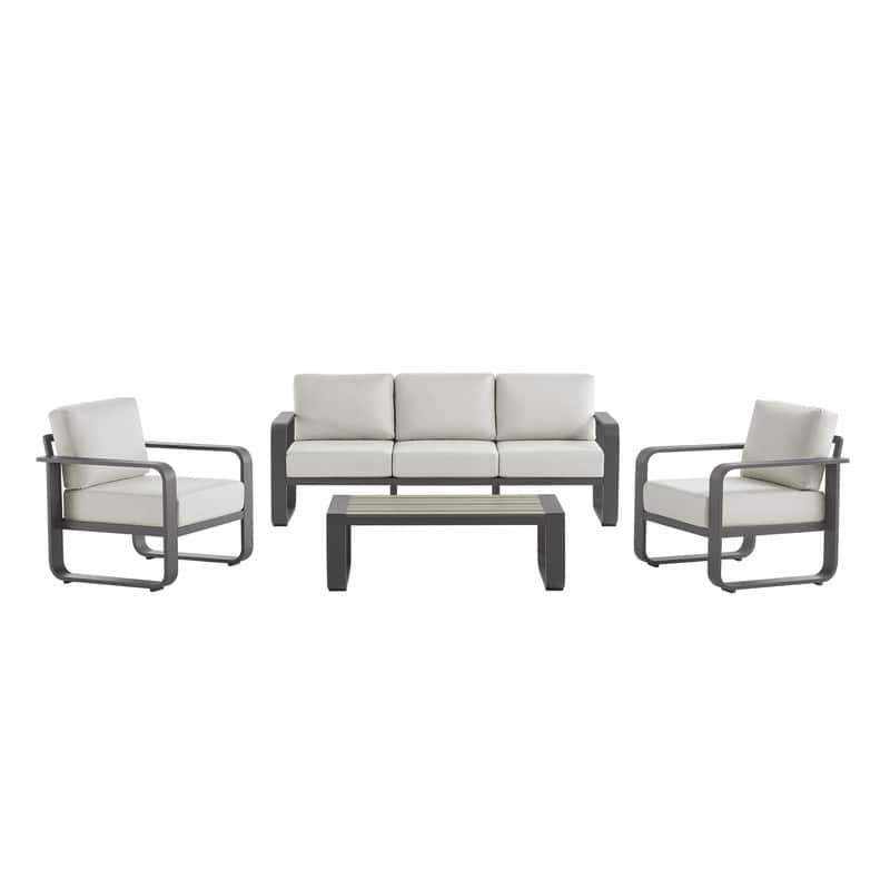 Spruce & Spring Outdoor Patio Furniture Set Aluminum Sofa Accent Chair