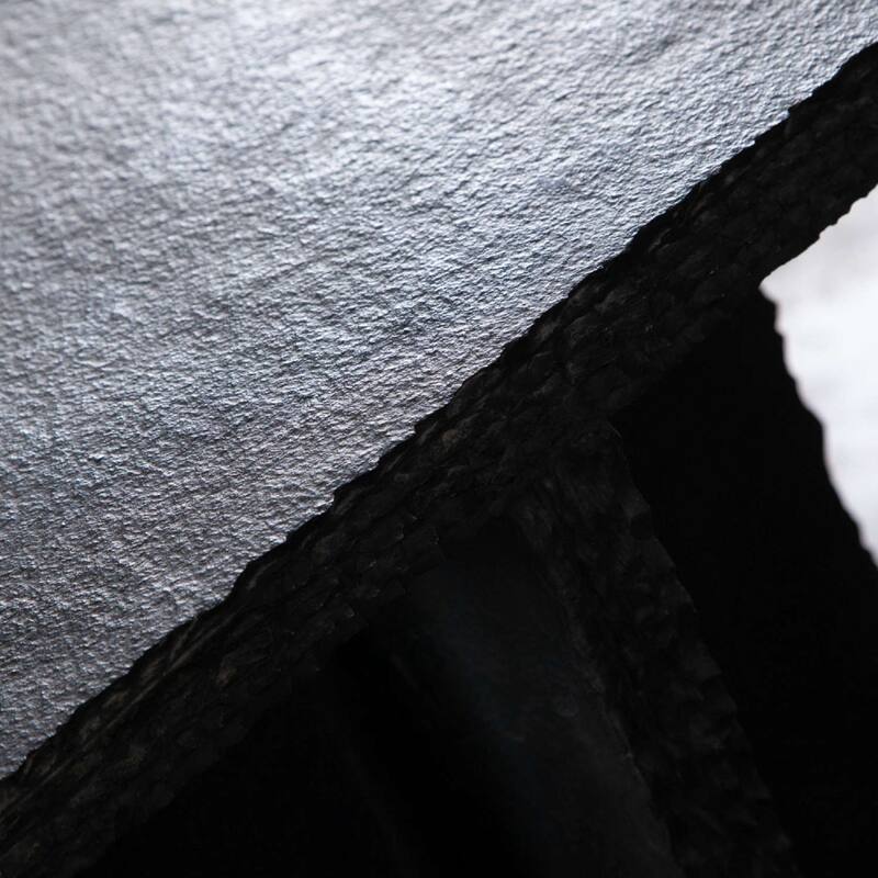 Tely Accent Side End Table, 12 Inch Square Black Slate Marble Top, X Base