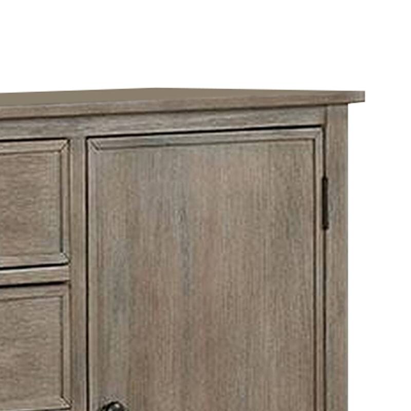 4 Drawer Transitional Wooden Chest with Grain Details, Gray