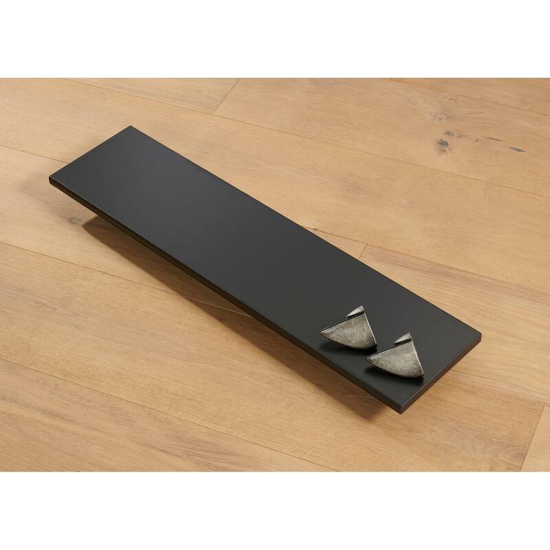 Wallscapes Gallery 8x32 Black Shelf Kit with Pewter Pelican Brackets