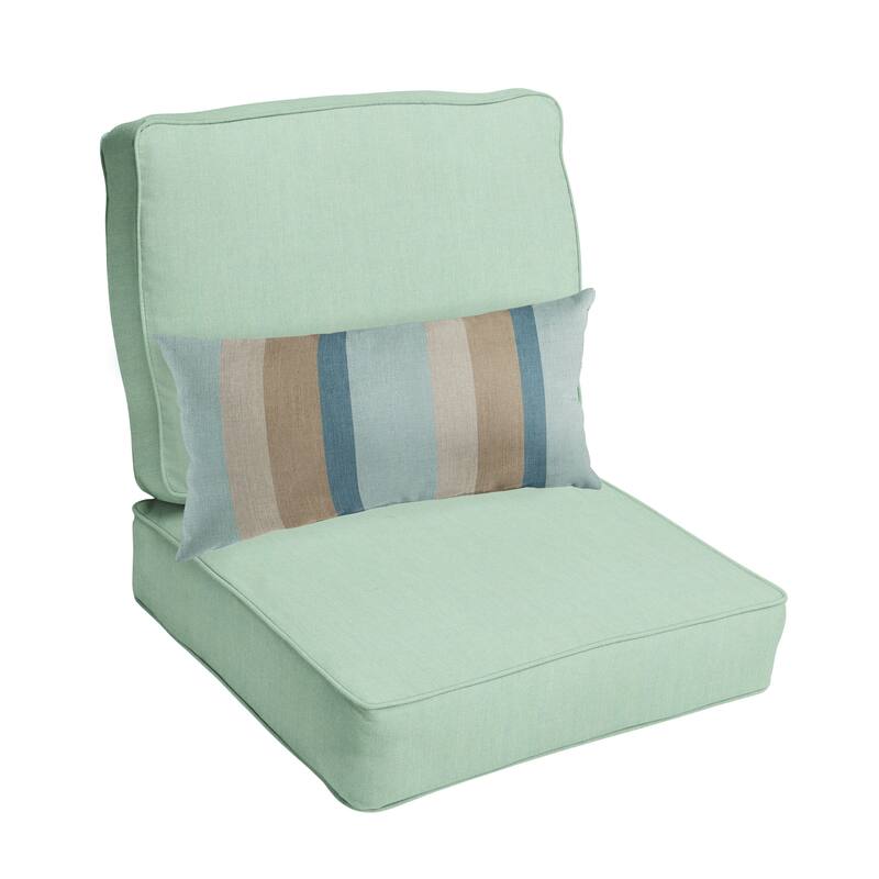 Sorra Home Oakley Sunbrella Solid Indoor/ Outdoor Corded Chair Cushion Set and Lumbar Pillow