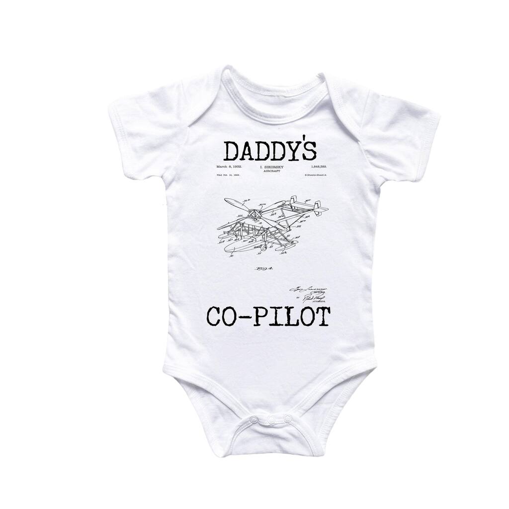 Copilot Pilot Airplane Patent - Baby Boy Girl Clothes Infant Bodysuit Funny Cute Newborn 4
