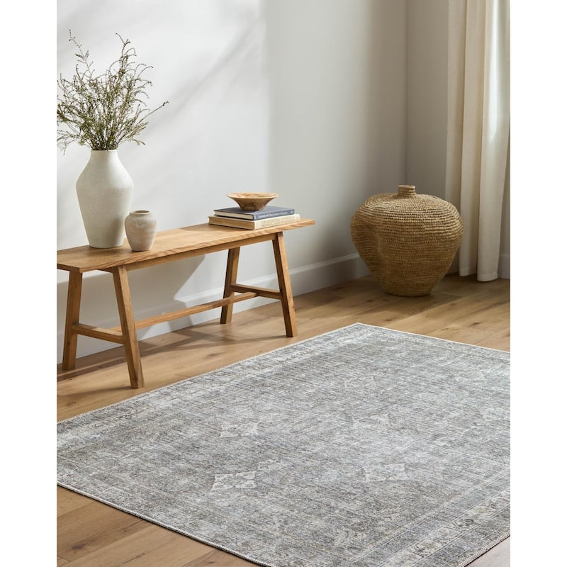 Livabliss Kemer Traditional Medallion Indoor/Outdoor Area Rug - Sage/Black - 7'7" x 9'6"