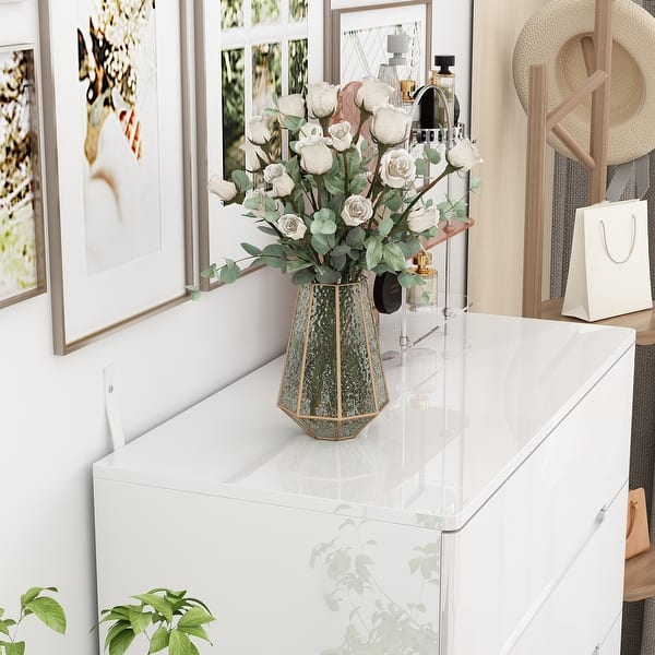 white high gloss dresser Furniture of America Christie CM7550D Drawers dimensions Felicity 6-drawer Dresser with LED