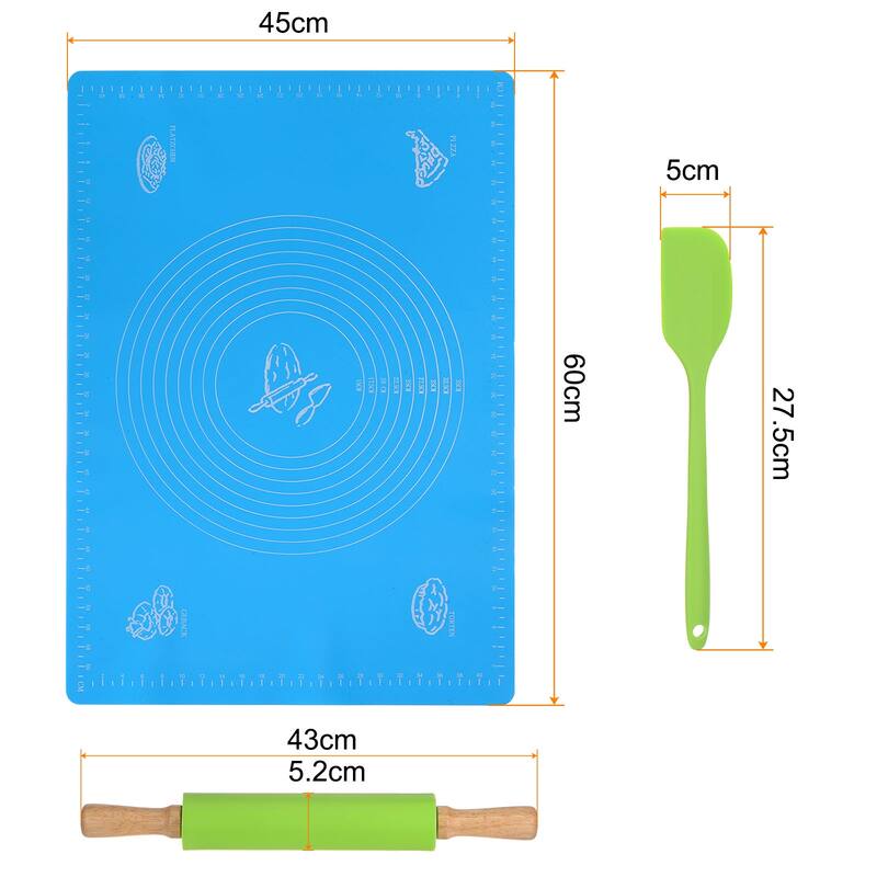 3pcs Silicone Rolling Pins for Baking 43cm x 5.2cm - Green