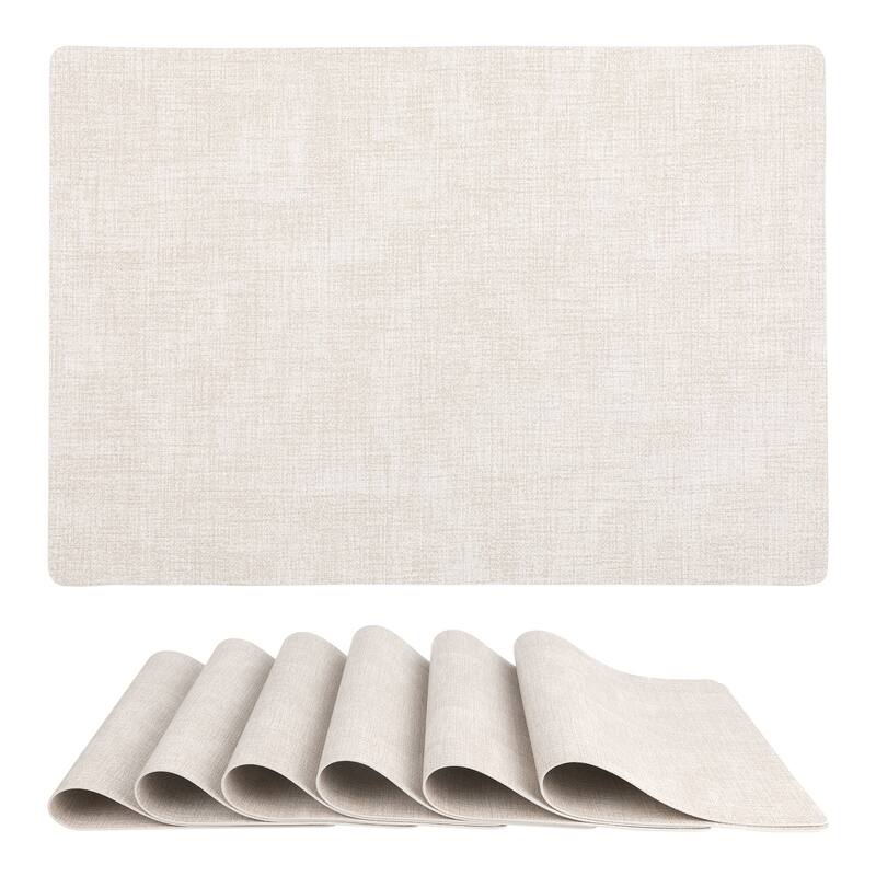 Set of 6 Faux Leather Placemats, Placemats for Dining Table Decor - 17*12in