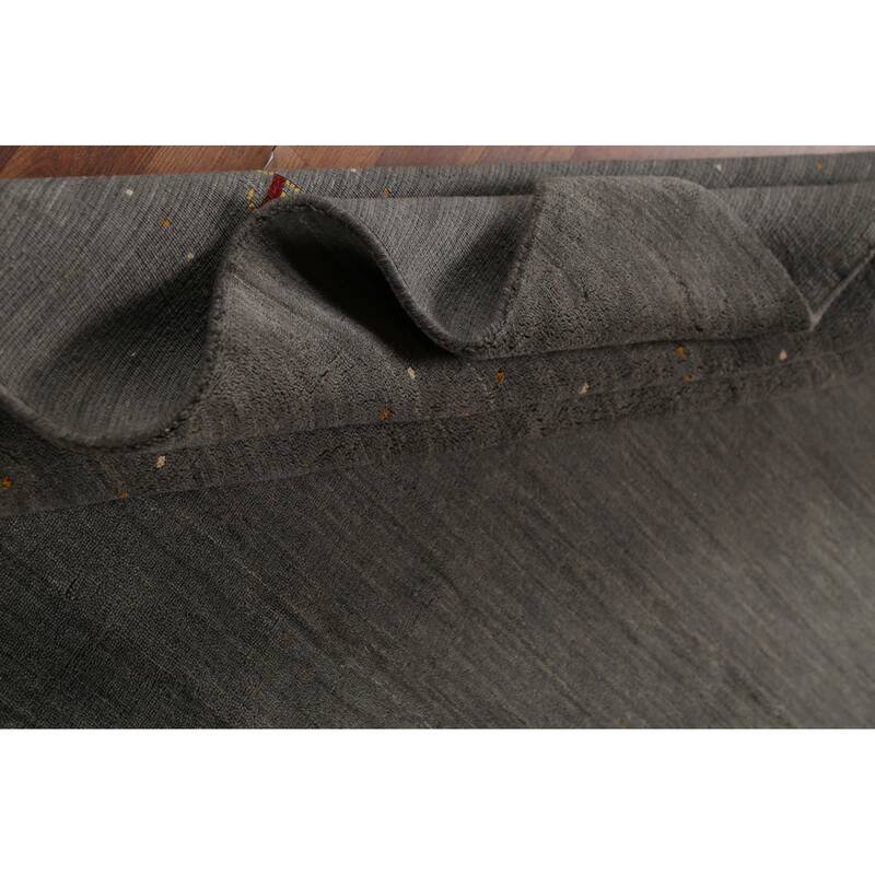 Gray Gabbeh Indian Area Rug Hand-Knotted Wool Carpet - 6'5"x 8'2"