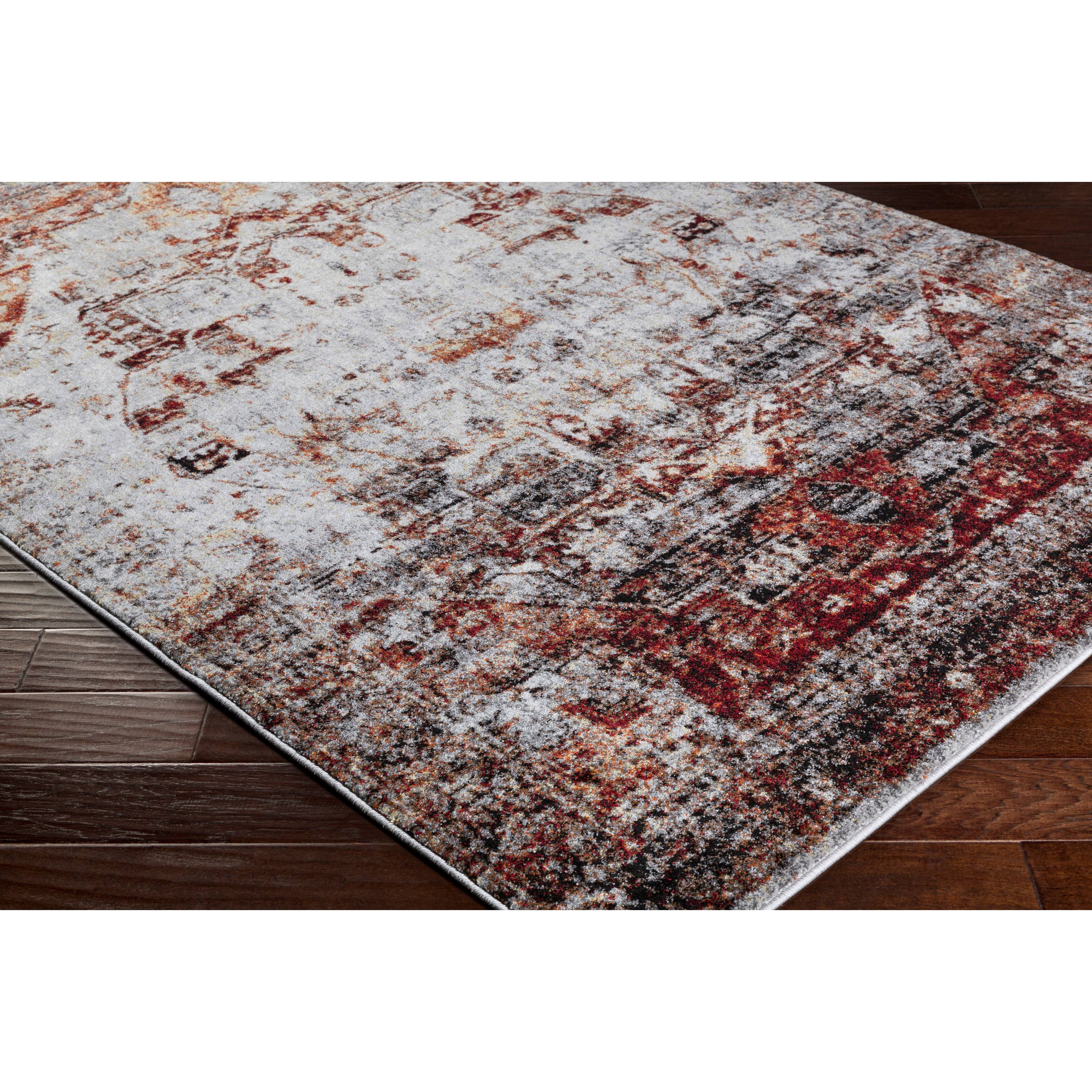 The Curated Nomad Peoria Faded Vintage Grey Medallion Area Rug 3'11