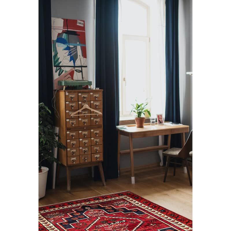 ECARPETGALLERY Hand-knotted Melis Vintage Red Wool Rug - 5'9 x 6'3