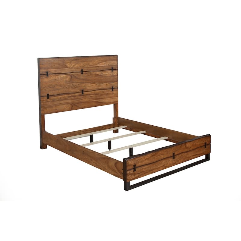Alpine Furniture Live Edge Panel Bed, Tobacco