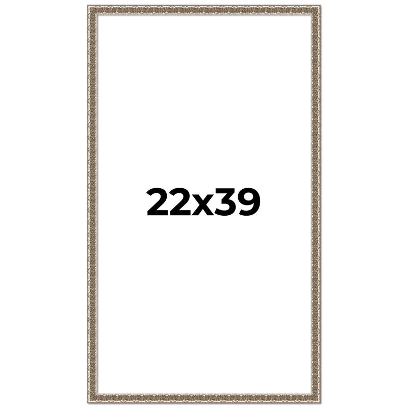 22x39 Frame Silver Versailles Ornate Solid Wood Picture Frame | 1 Inch