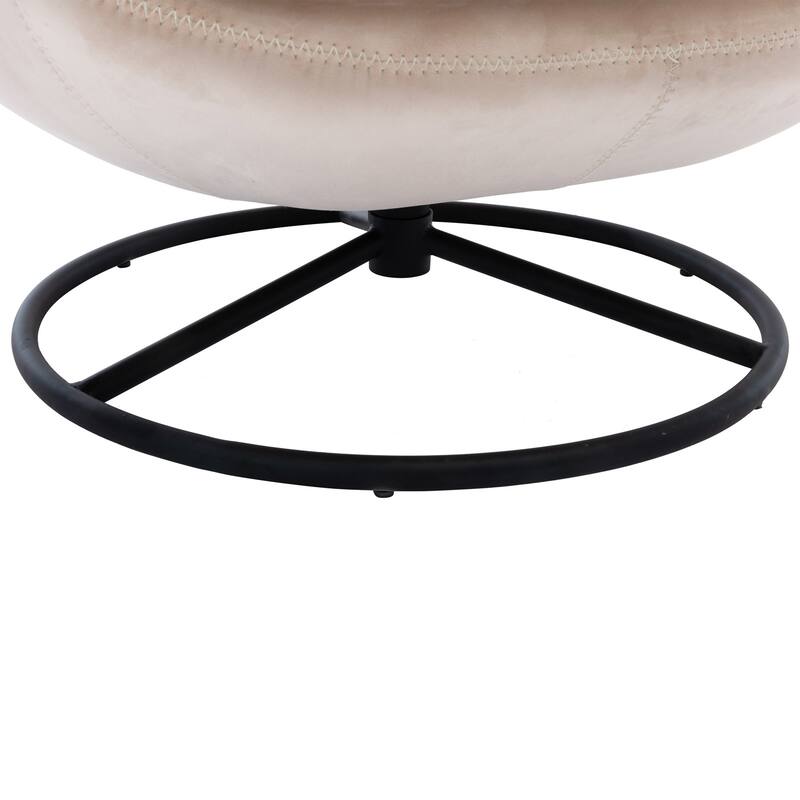 Velvet Swivel Accent Chair with Ottoman & Metal Legs (360° Rotation)