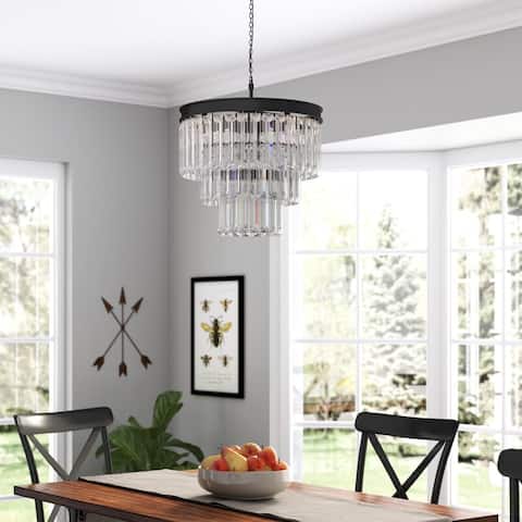 Maxax 7 - Light Unique Tiered Chandelier with Crystal Accents