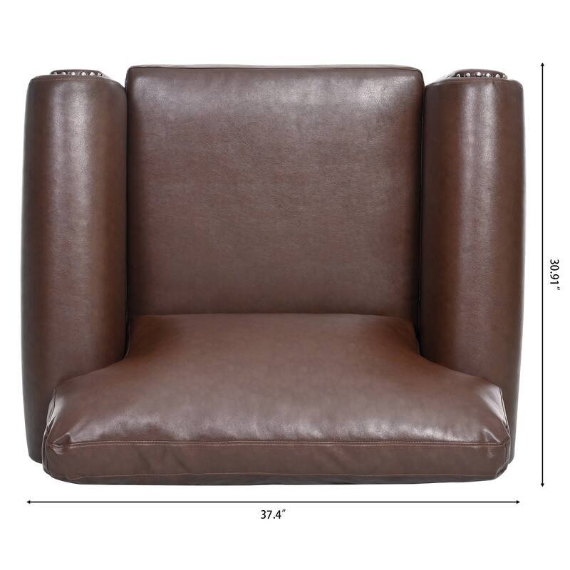 Brown PU Fabric 1 Seater Sofa, 37x31x35 inches