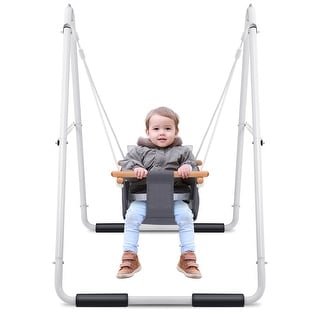 Hapfan Toddler Swing, Baby Swing with Heavy Duty Foldable Stand, Swing Set with Canvas Cushion Seat for Indoor Outdoor - N/A