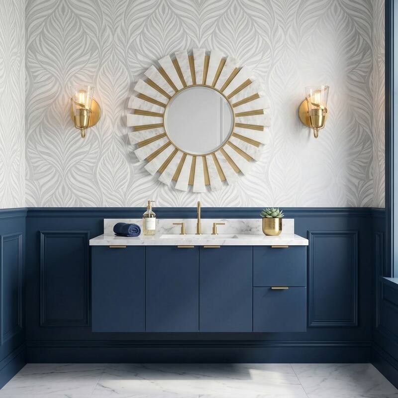 5" Antique Gold Arch Seeded Glass Modern Bathroom Vanity Light Wall Sconce