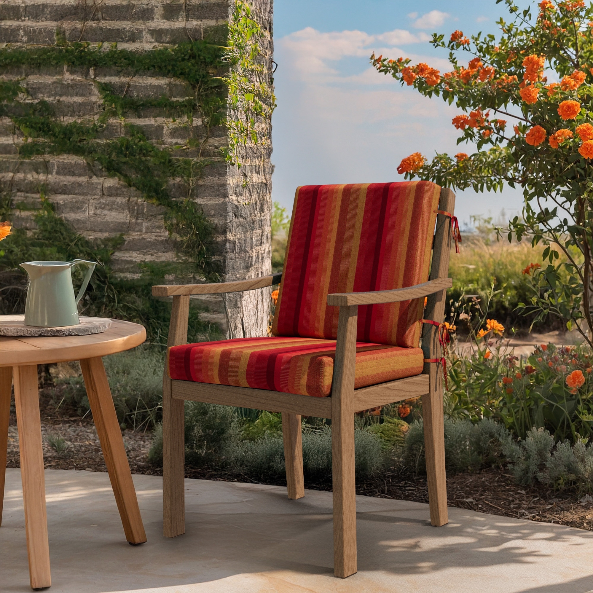 California Umbrella Outdoor Dining Chair Cushion, 20" x 40", Memory Foam, Sunbrella Fabric