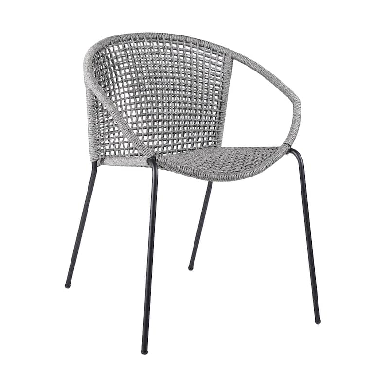 Set of Two 25" Gray Metal Outdoor Dining Chair