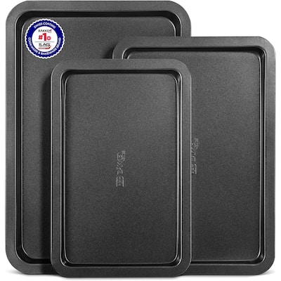 BAKKENMASTER Nonstick Baking Pan Set - Bakeware with Silicone Handles