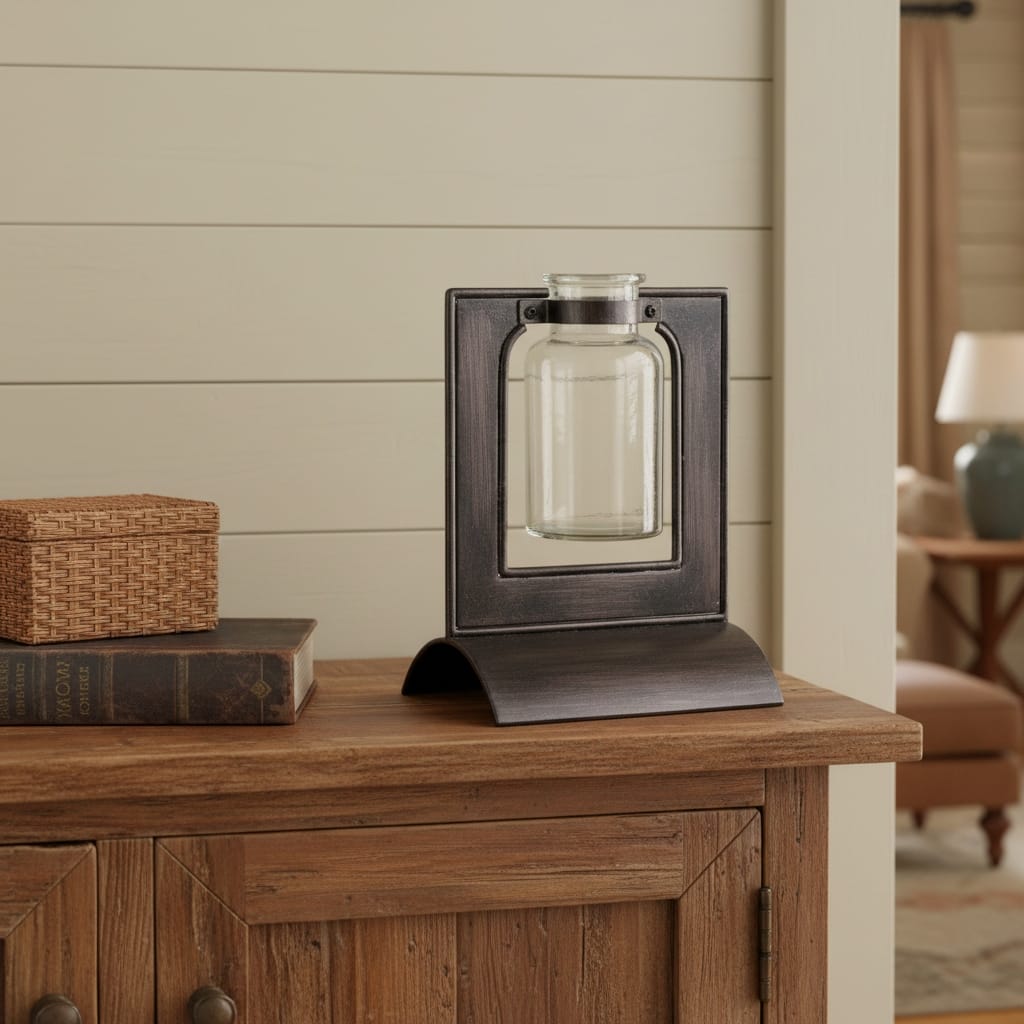 8" Black Metal Round Table Vase - 6.00