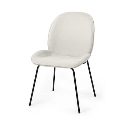 Inala White Upholstered Seat w/ Black Iron Frame Dining Chair (Set of 2) - 21.2"W x 25.5"D x 34.2"H