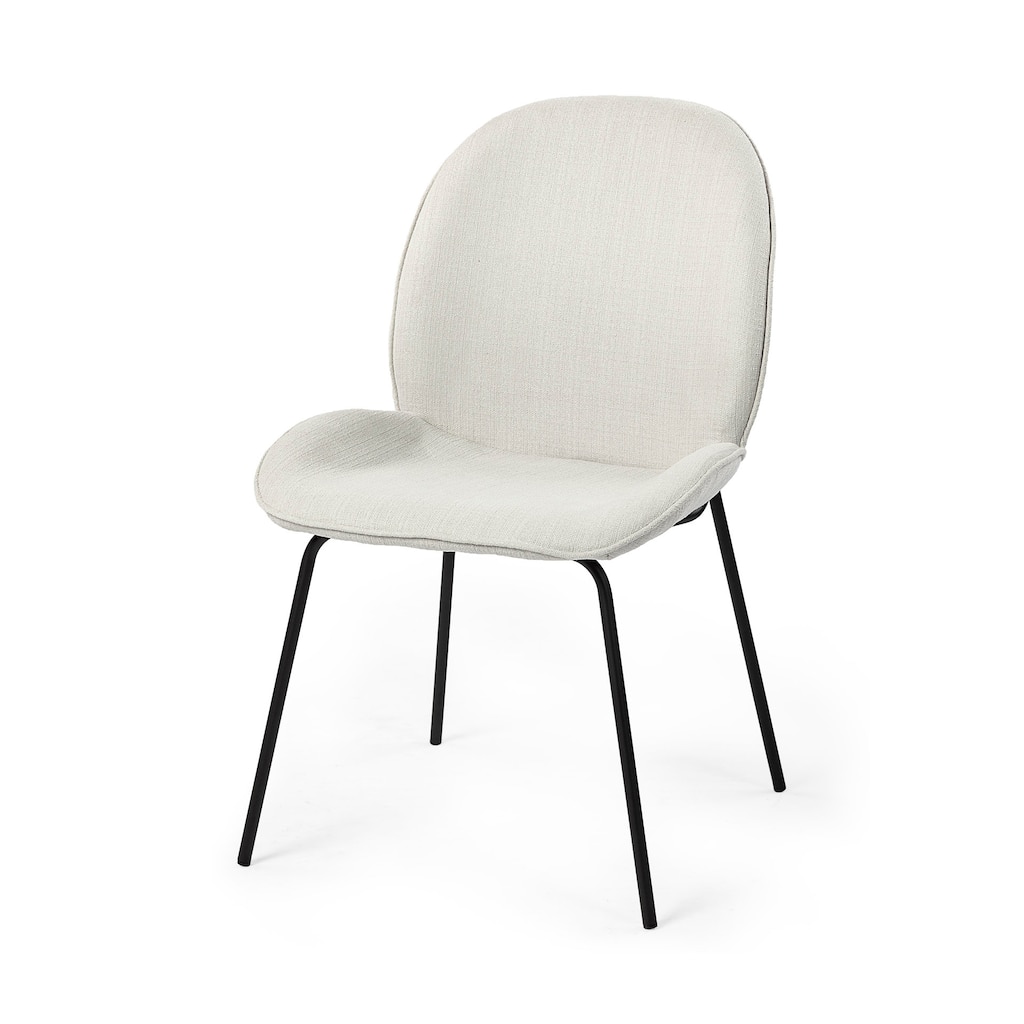 Inala White Upholstered Seat w/ Black Iron Frame Dining Chair (Set of 2) - 21.2"W x 25.5"D x 34.2"H