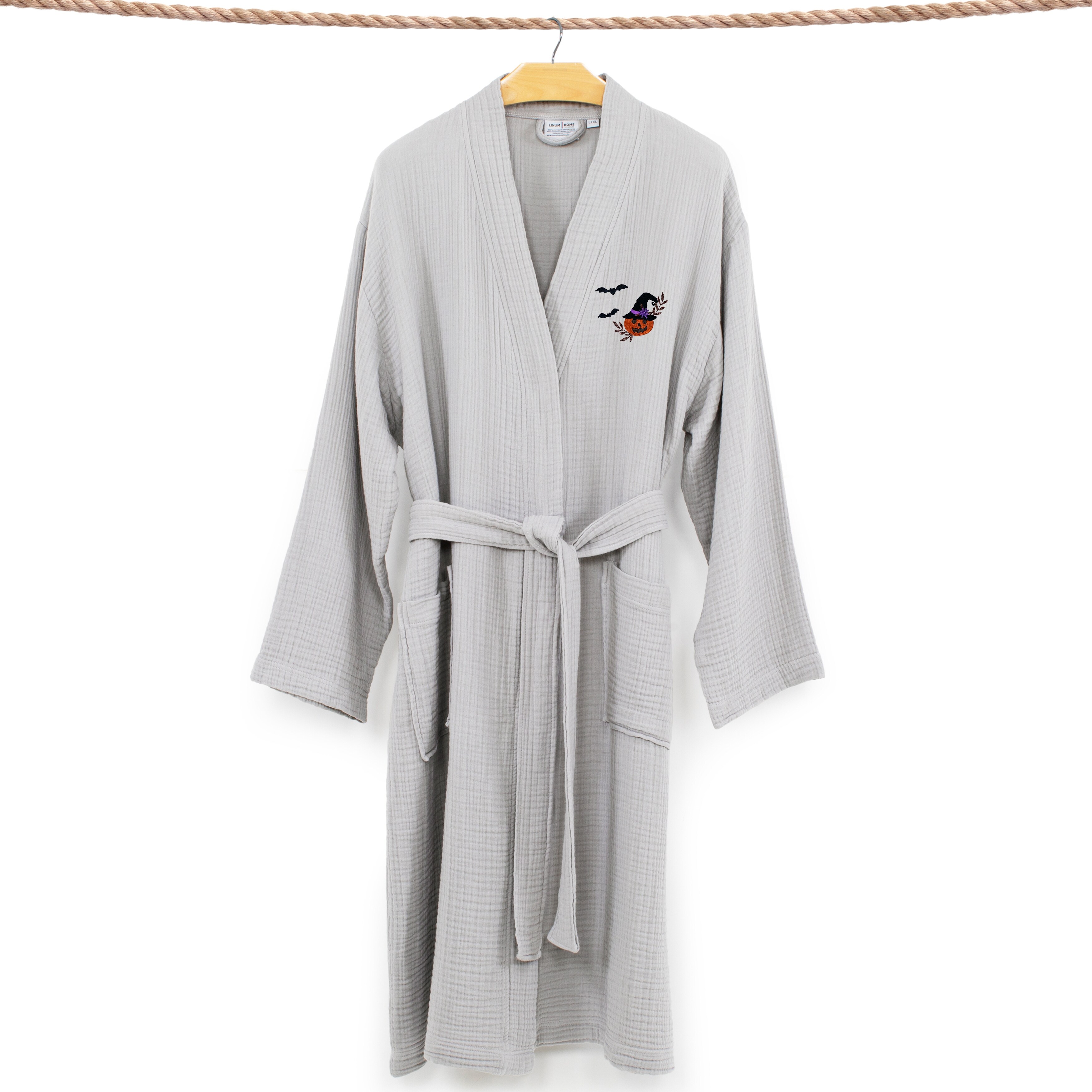 Authentic Hotel and Spa 100% Turkish Cotton Unisex Smyrna Bath Robe with - Picture 7 of 20