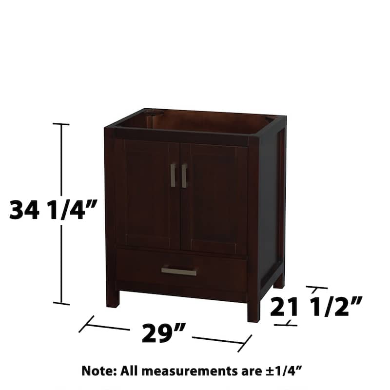 Wyndham Collection Sheffield 30" Hardwood Vanity Cabinet Only - Less