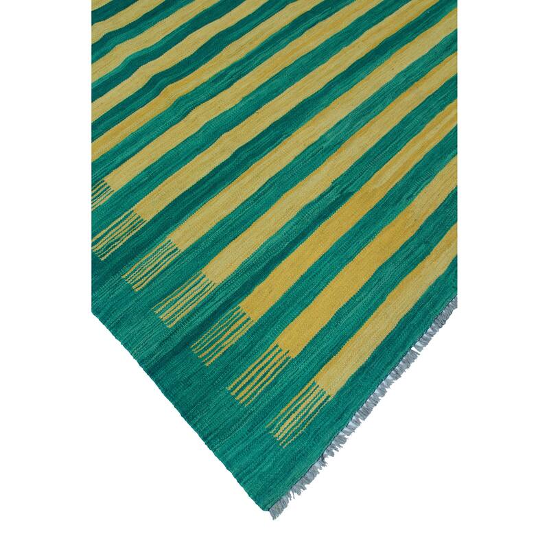 Modern Flatweave Lloyd Green/Gold Rug - 6'7" x 10'0"